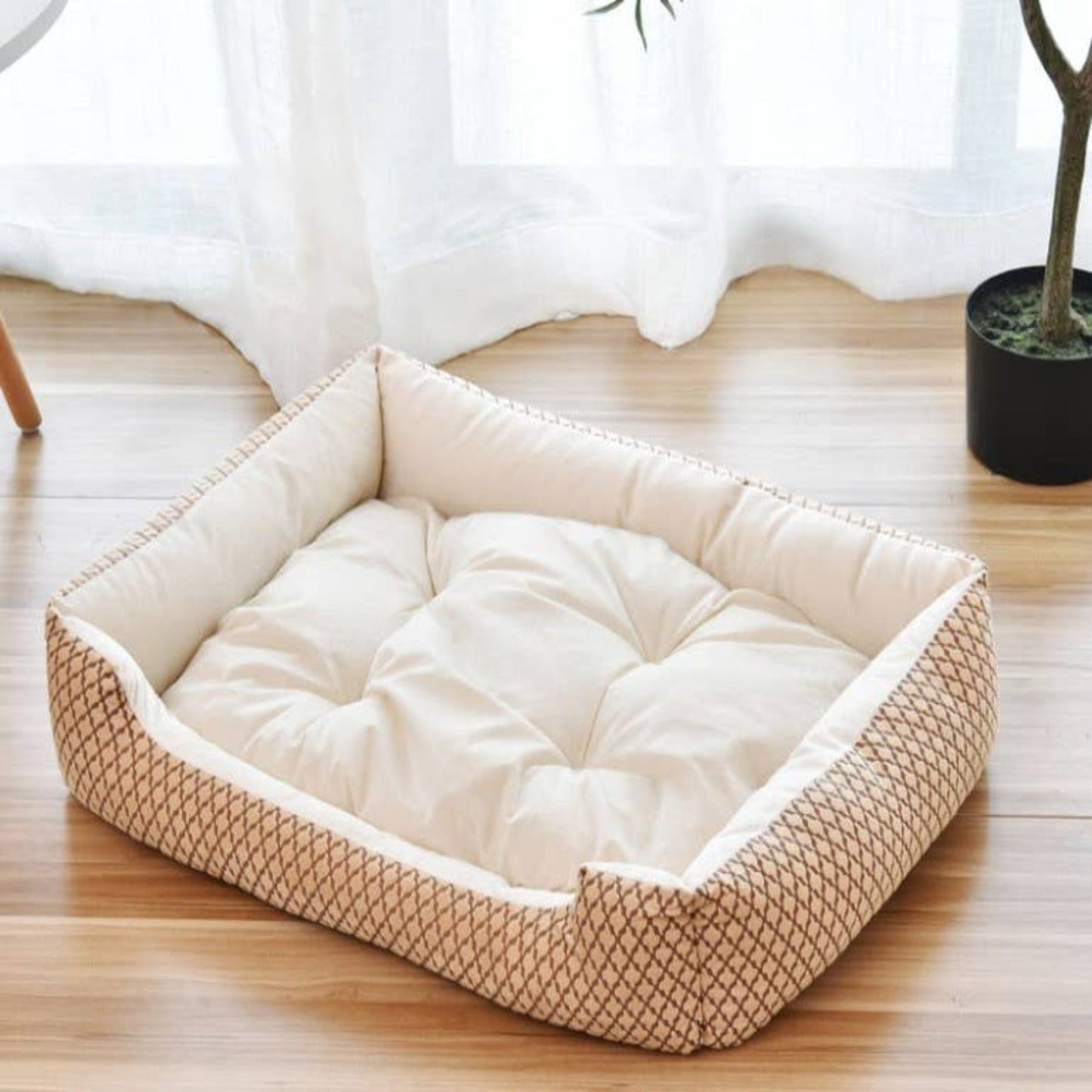 Cuddle Dog Bed (Tan/Brown)-0