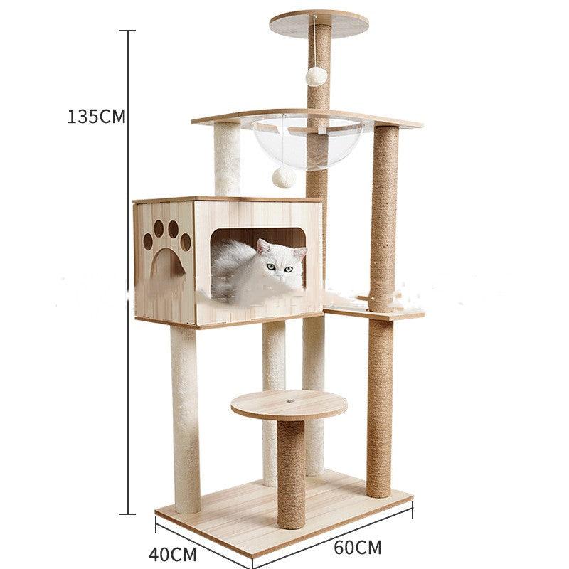 Space Capsule Cat Crawl Nest With Scratching Board - Wooden Pet Toy And Supplies-18