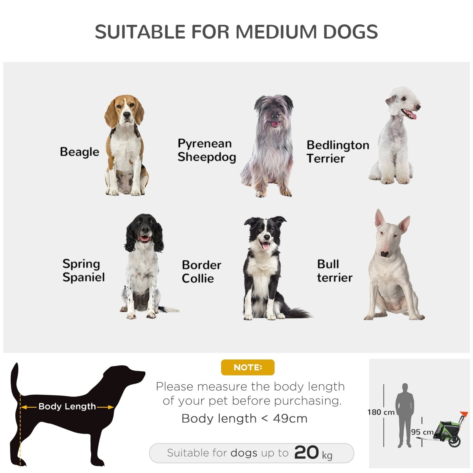 2 in 1 Aluminium Foldable Dog Bike Trailer, Pet Stroller, for Medium Dogs - Green-3