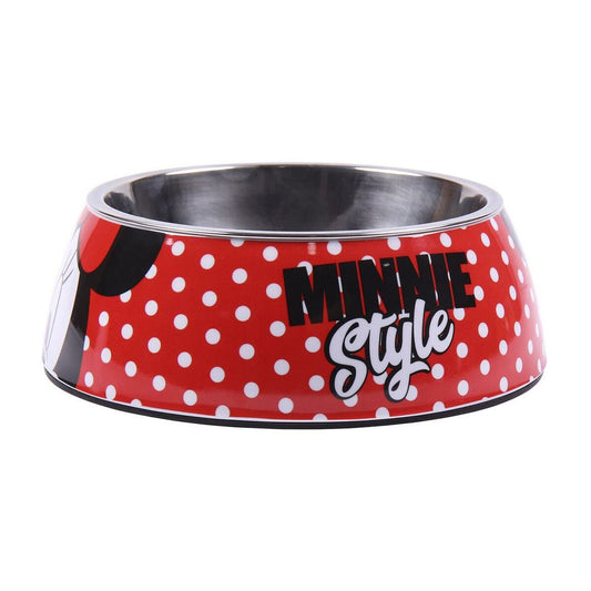 Dog Feeder Minnie Mouse Red Melamin 180 ml Black Metal-0