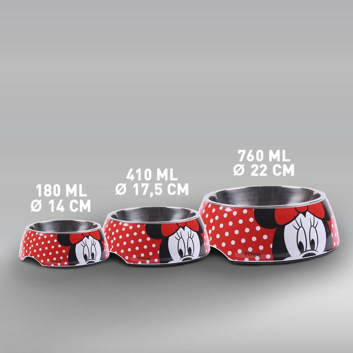 Dog Feeder Minnie Mouse Red Melamin 180 ml Black Metal-4