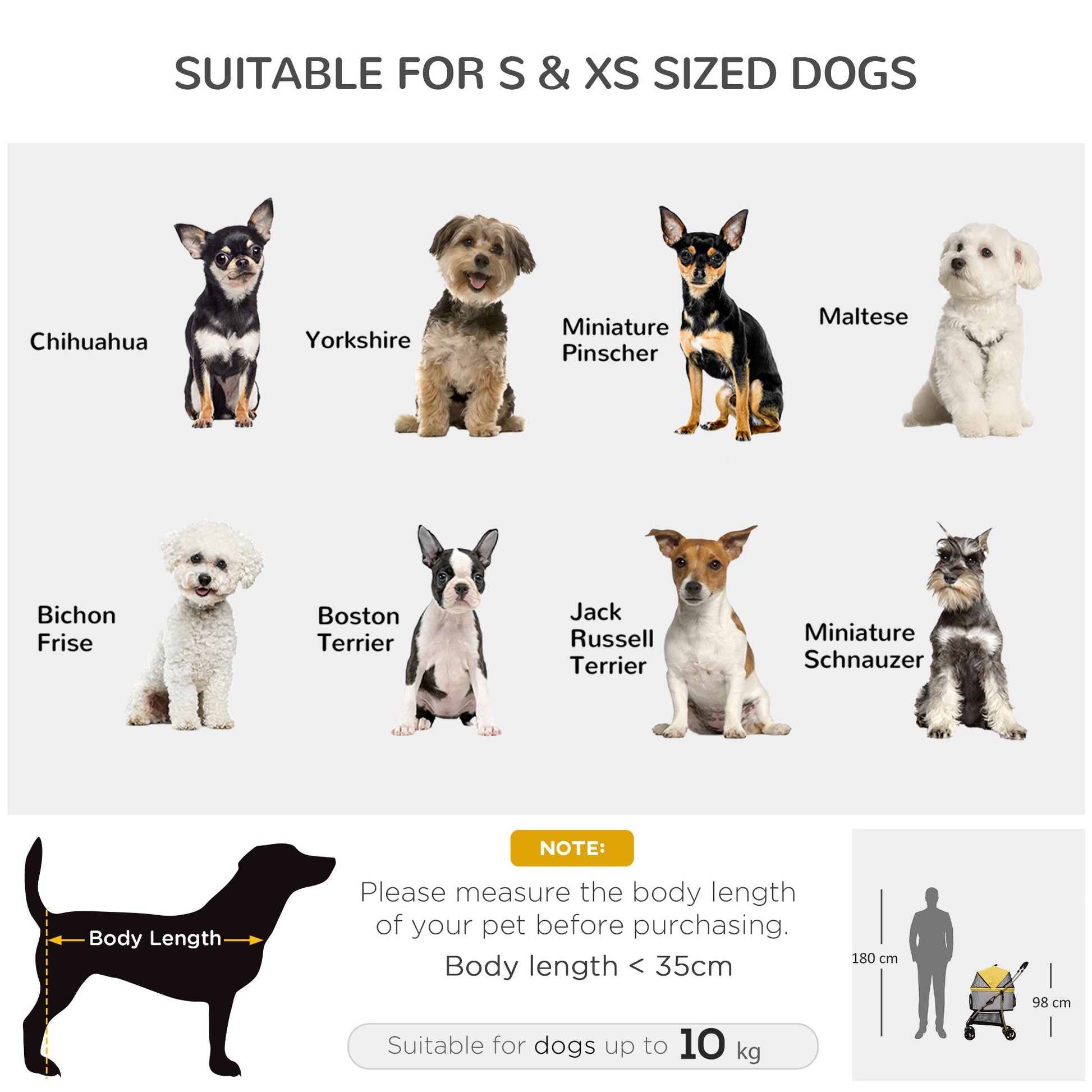 Detachable Dog Pushchair, 3-In-1 Dog Cat Travel Carriage, Foldable Carrying Bag with Universal Wheel Brake Canopy Basket Storage Bag, Yellow-3