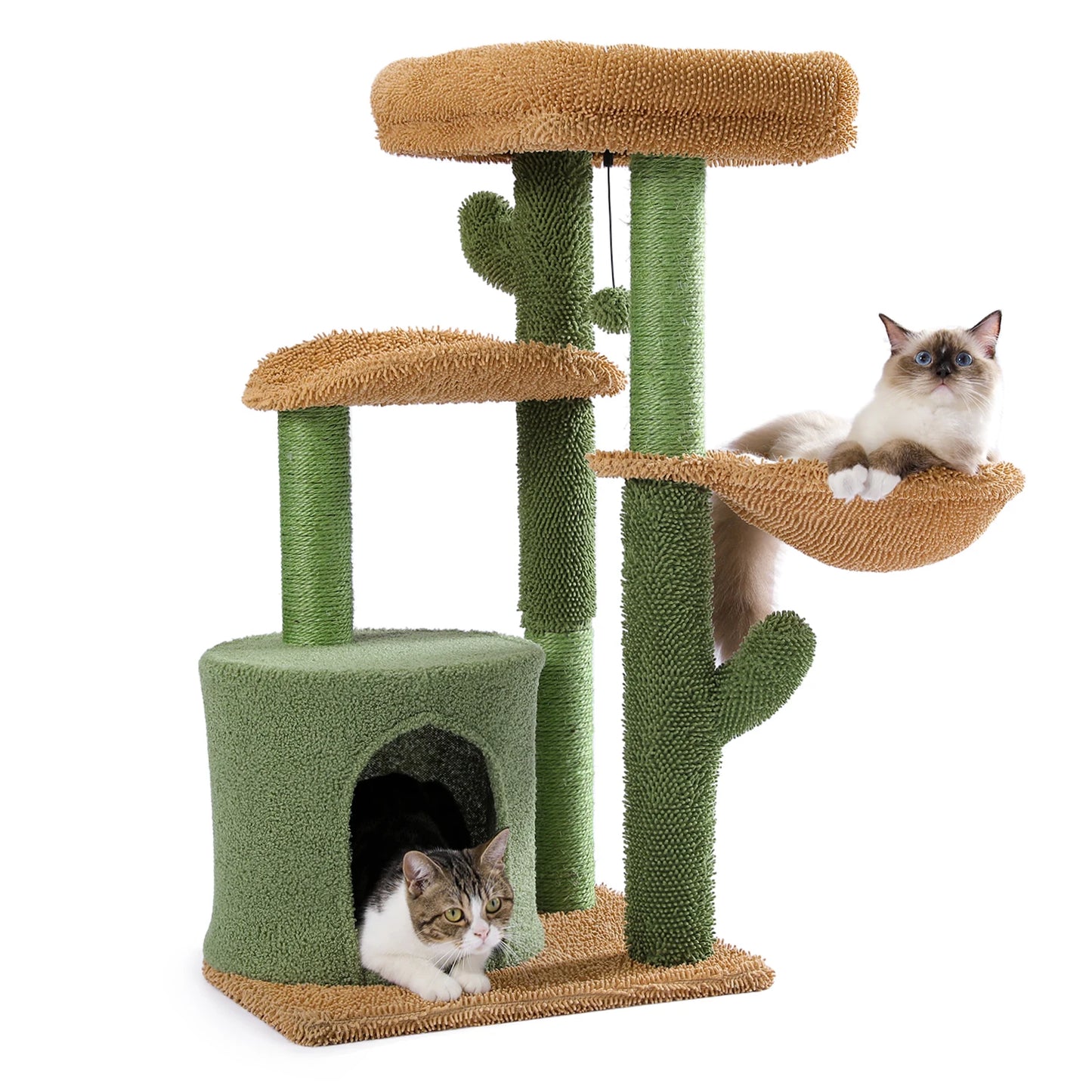 DIY Cactus Cat Tree Houses Hummock Fully Wrapped Scratching Post Wood Climbing Tower for Cat Jumping Toy Pet Furniture Protector