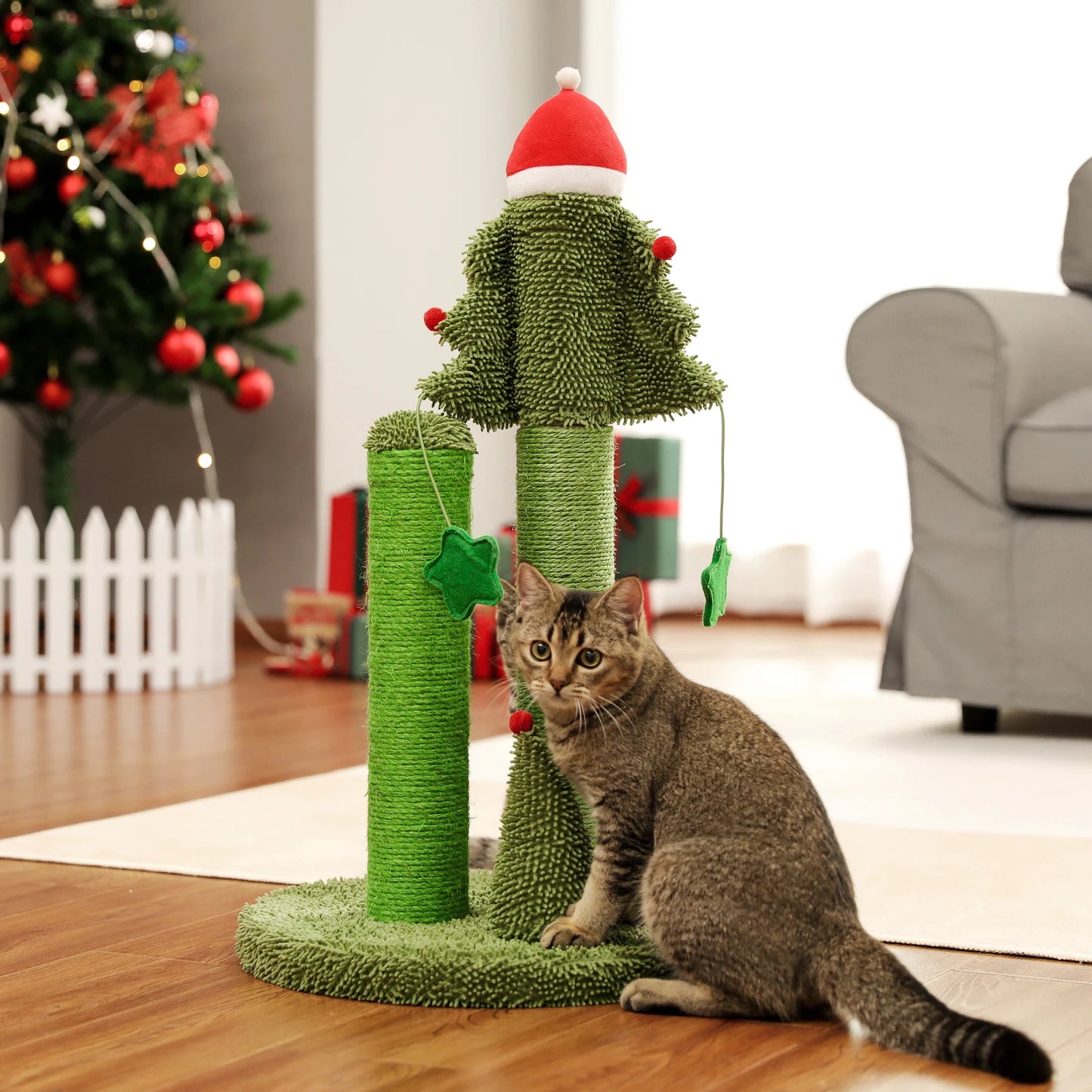 DIY Cactus Cat Tree Houses Hummock Fully Wrapped Scratching Post Wood Climbing Tower for Cat Jumping Toy Pet Furniture Protector