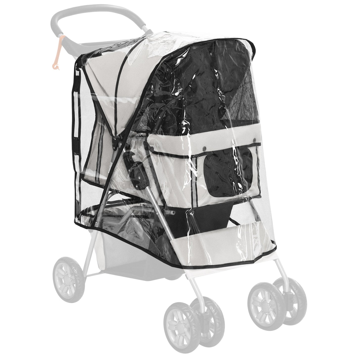 Dog Stroller Rain Cover, Cover for Dog Pram Stroller Buggy w/ Rear Side Entry, Grey-0