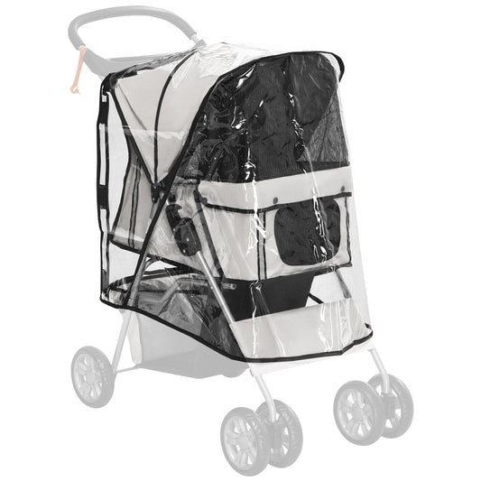 Dog Stroller Rain Cover, Cover for Dog Pram Stroller Buggy w/ Rear Side Entry, Grey-0