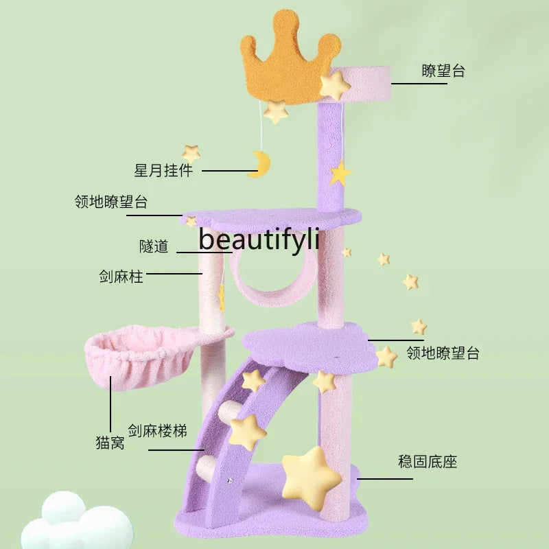 Cat Climbing Frame Nest Tree Integrated Sisal Scratching Board Shelf Solid Wood Scratching Post Cat Supplies