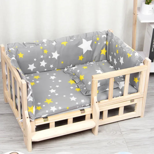 Wood Dog Bed Moisture-Proof and Waterproof Offering Comfortable Pet Sofa in Four Size Options Ideal for Various Dog Breeds