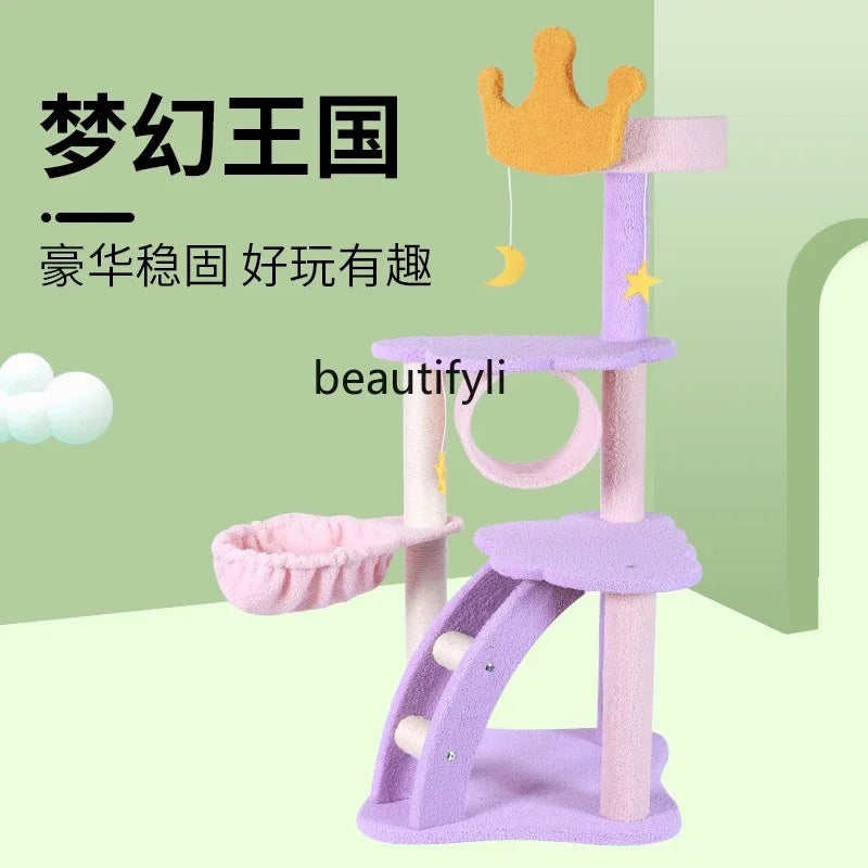 Cat Climbing Frame Nest Tree Integrated Sisal Scratching Board Shelf Solid Wood Scratching Post Cat Supplies