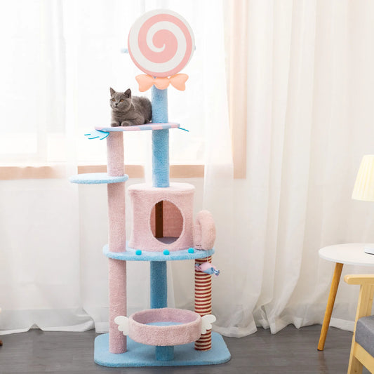 Cat climbing frame Cat scratcher Cat house Cat tree tower condo furniture Cat shelves Large cat supplies ladder Sisal cat toy