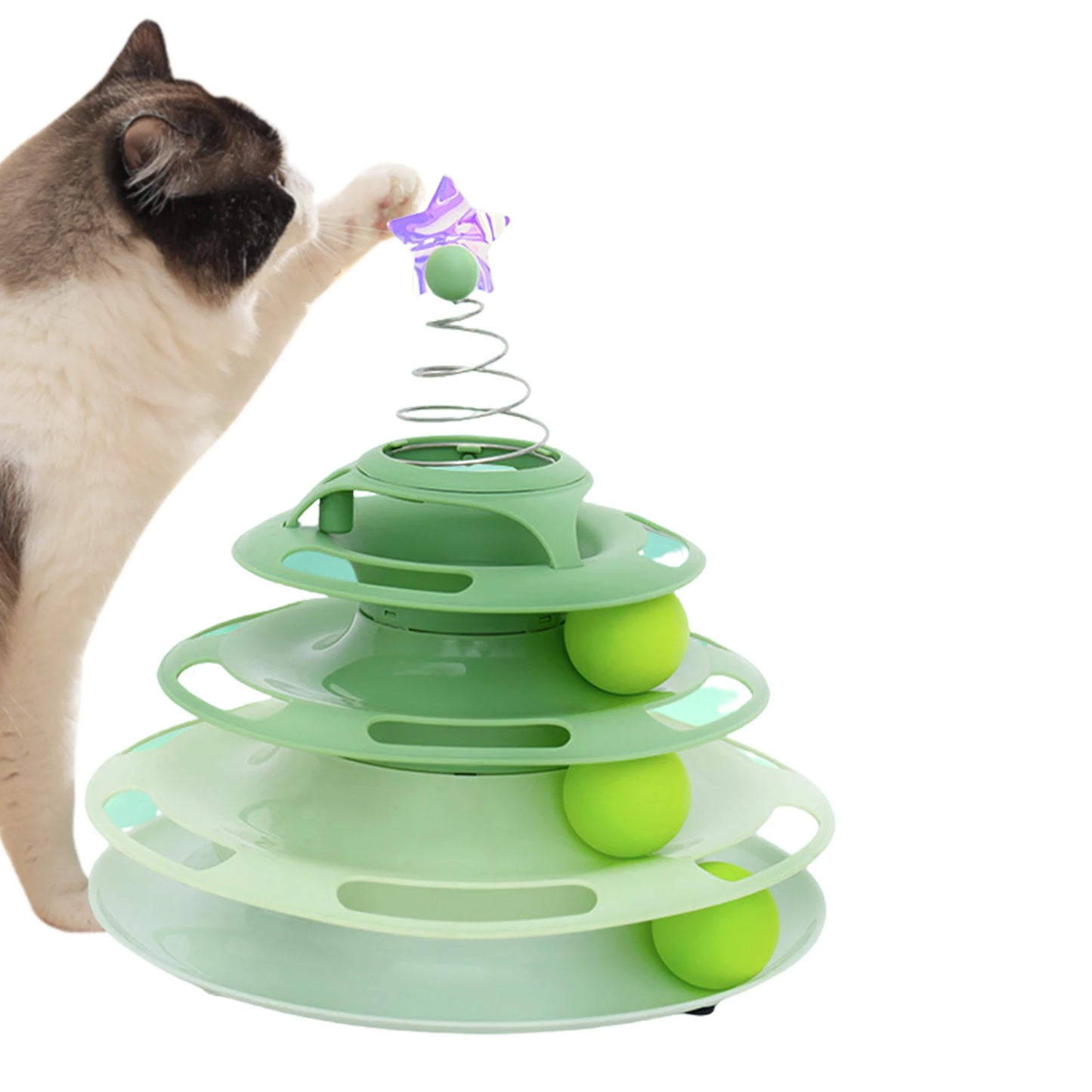 Interactive Tower Cat Toy Turntable Roller Balls Toys for Cats Kitten Teaser Puzzle Track Toy Pets Training Supplies Accessories