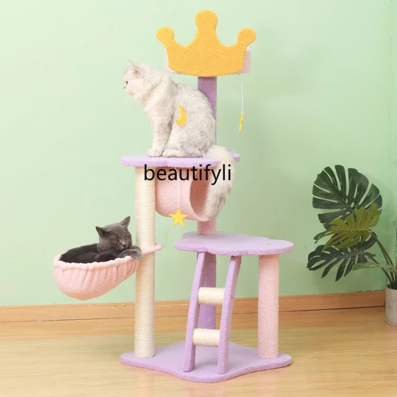 Cat Climbing Frame Nest Tree Integrated Sisal Scratching Board Shelf Solid Wood Scratching Post Cat Supplies