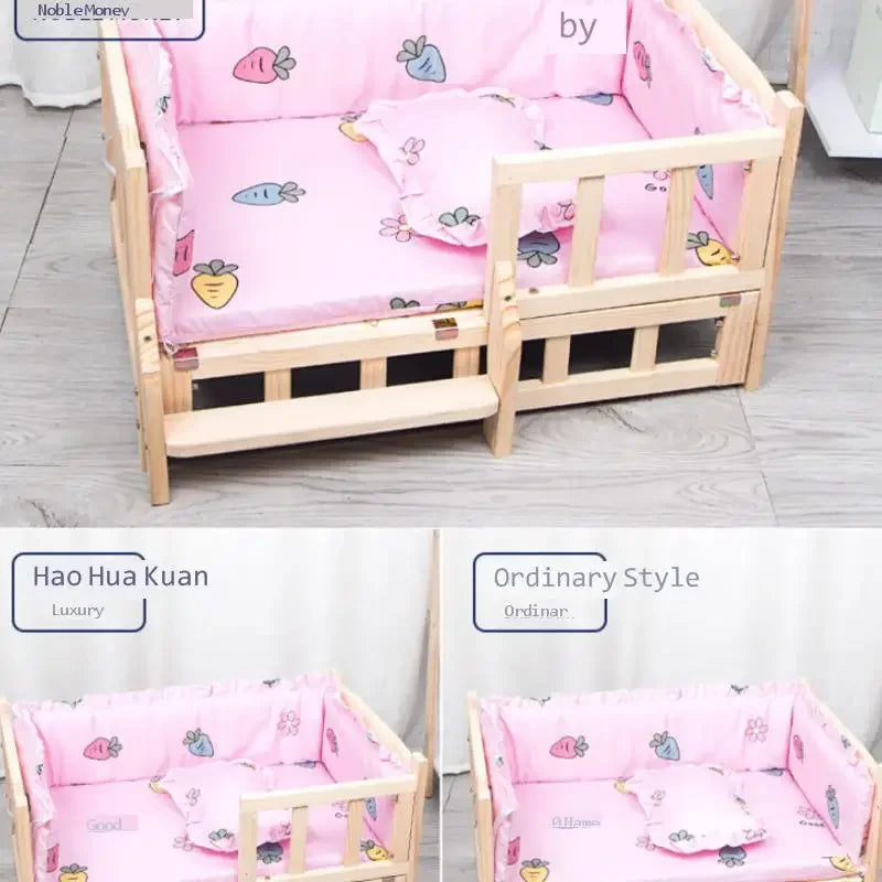 Wood Dog Bed Moisture-Proof and Waterproof Offering Comfortable Pet Sofa in Four Size Options Ideal for Various Dog Breeds