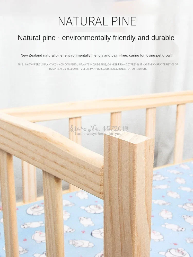 Stylish Dog Sleeping Wooden Bed - Three-Piece Bedding Mattress Pillow, Comfortable Wooden Pet Mattress, Dog Bed