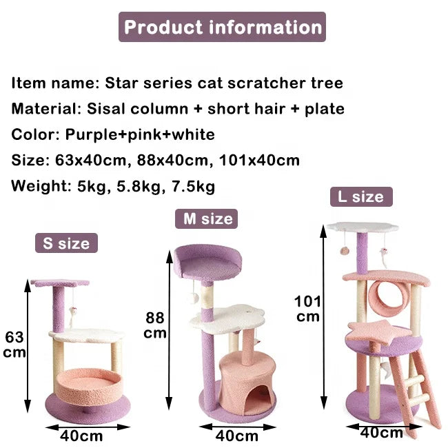 Multi-level Cats Perched Kitten Activity Play House Furniture Tree Sisal Scratching Posts Luxury Cat Tree House For Large Cats