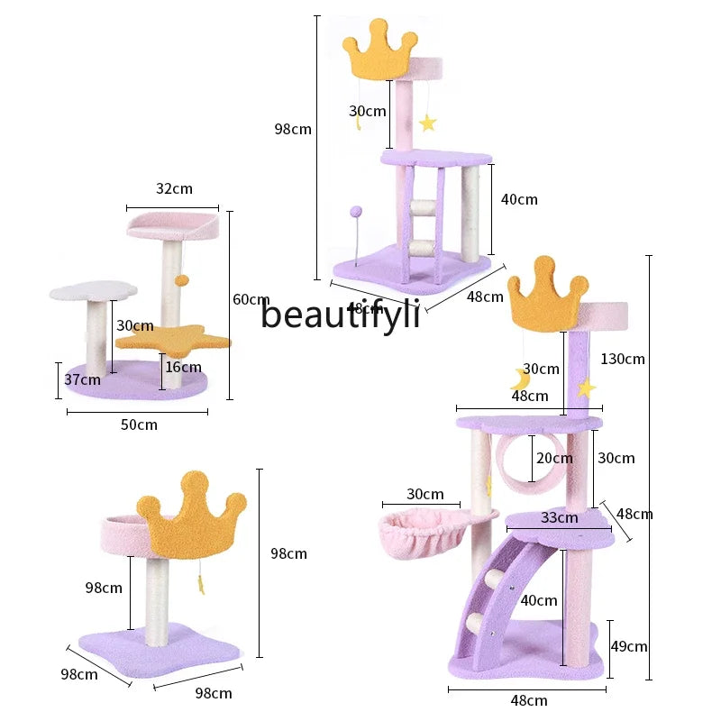 Cat Climbing Frame Nest Tree Integrated Sisal Scratching Board Shelf Solid Wood Scratching Post Cat Supplies