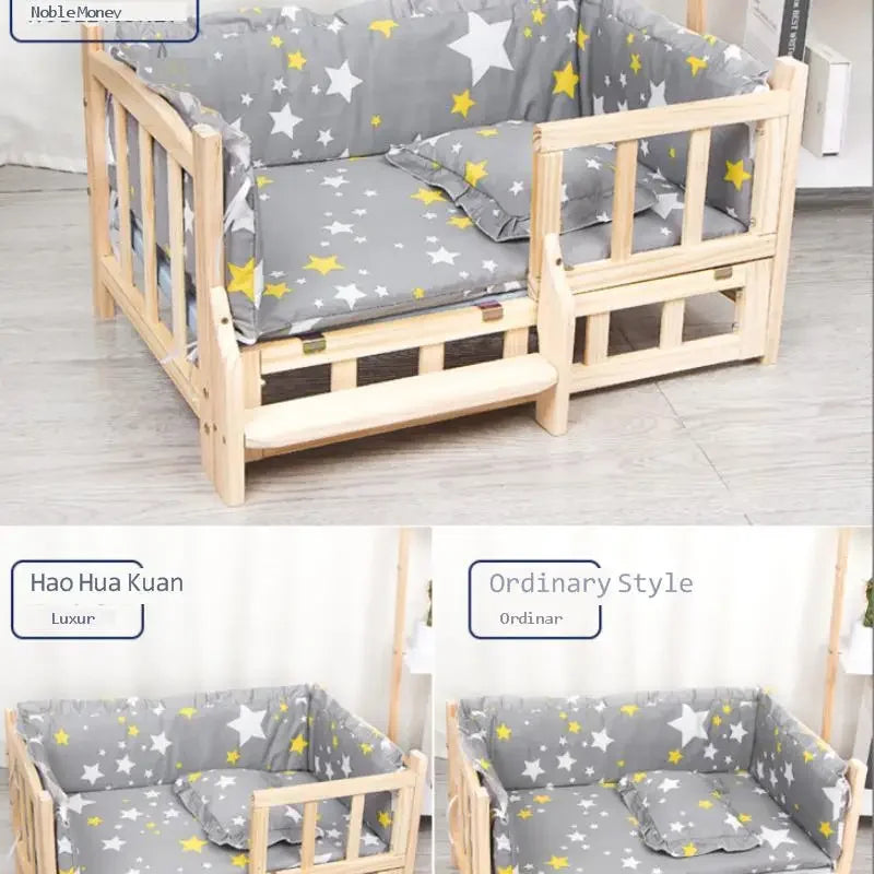 Wood Dog Bed Moisture-Proof and Waterproof Offering Comfortable Pet Sofa in Four Size Options Ideal for Various Dog Breeds