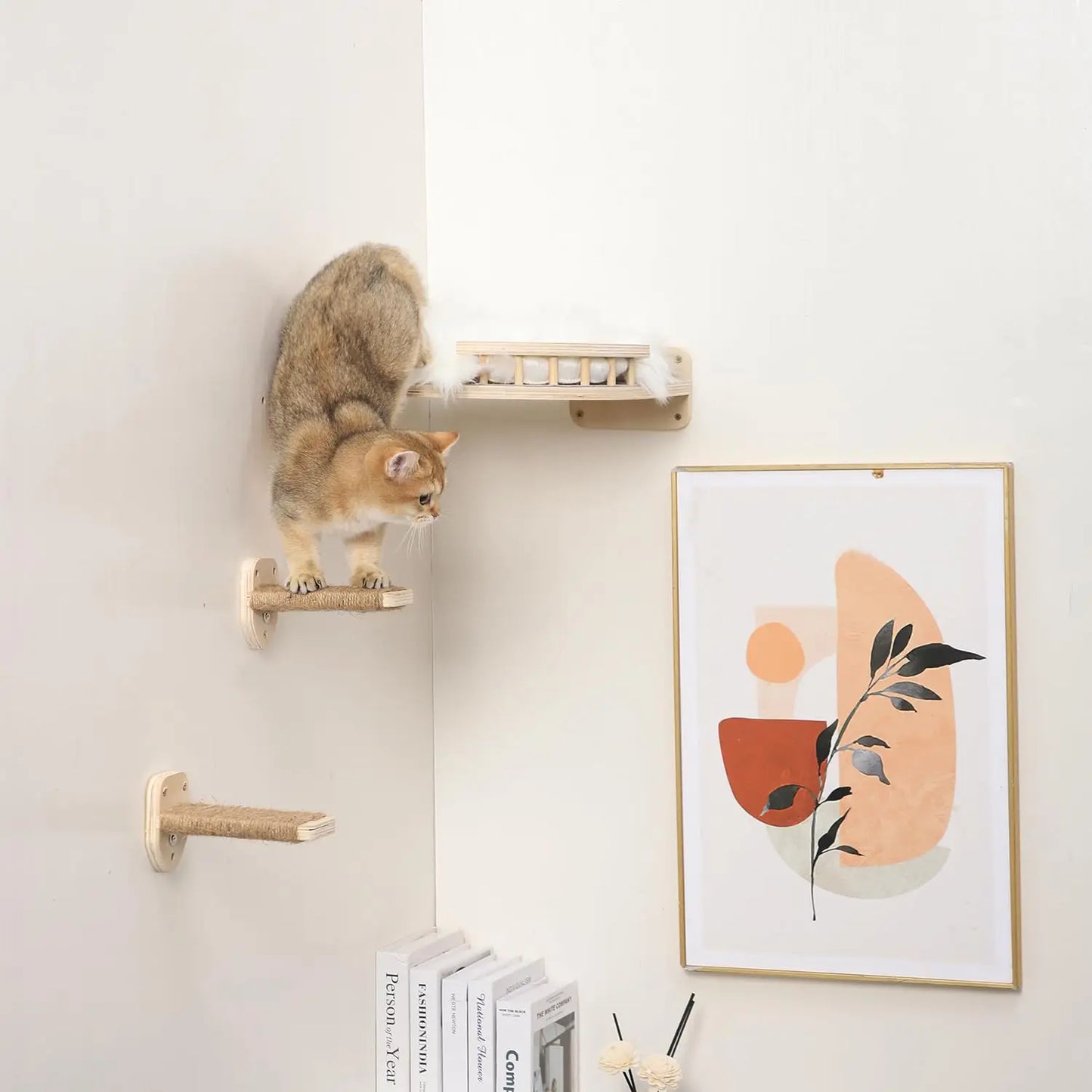 Cat Tree Tower Climbing Shelf Wall Mounted Jumping Platform Cat Hammock And Bed Easy-cleaning and Durable Ladders with Felt