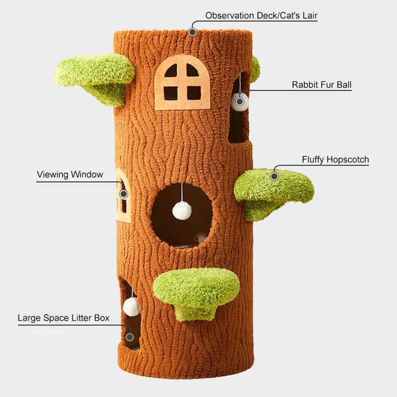 Cozy Large Multi-Level Cat Tree Tower Sisal Scratching Posts Felt Bed Cat Climbing Frame Furniture Toy for Your Feline Friend