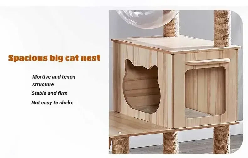 Multi-layer Cat Climbing Frame Cat Tower Grasping Logs and Scratcher Trees  Nest and Platform Jumping Wood Large Indoor Cat Toy