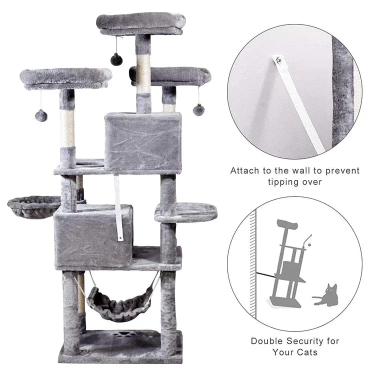 Luxury High Quality Wood Modular Entertainment Scratching Post Tower Platform Cat Tree Tower with House