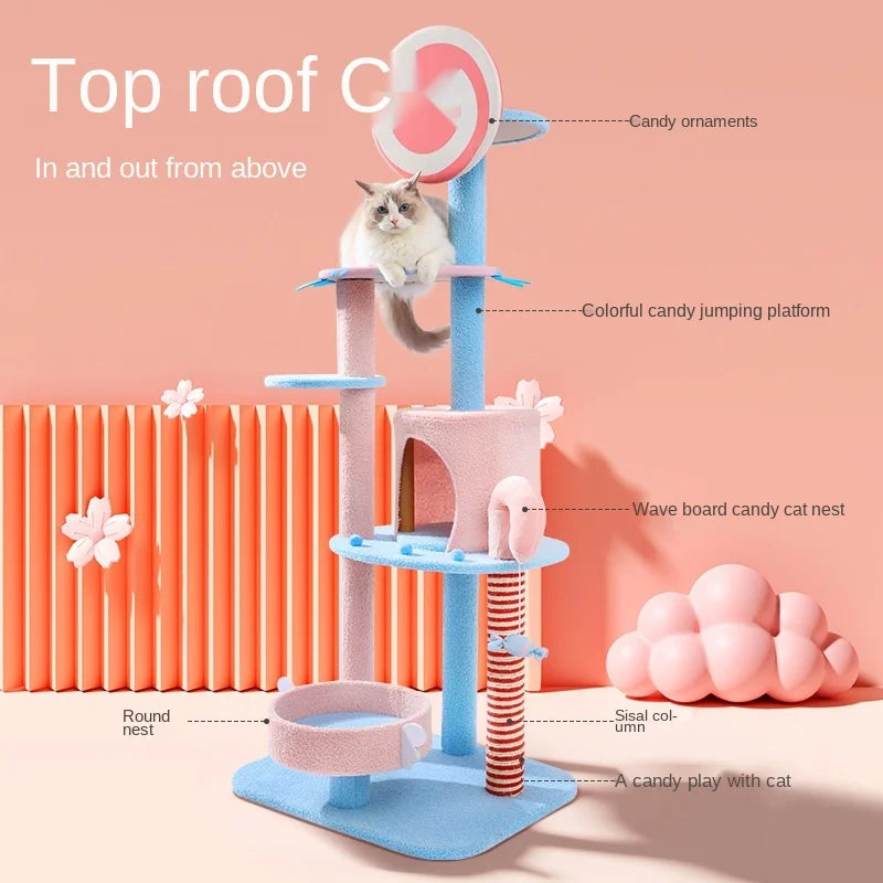 Cat climbing frame Cat scratcher Cat house Cat tree tower condo furniture Cat shelves Large cat supplies ladder Sisal cat toy
