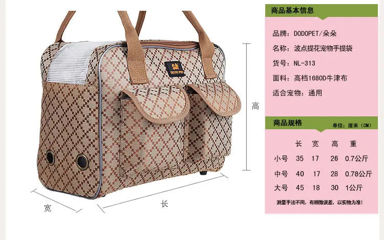 Wunderschöne klassische Hundetragetasche