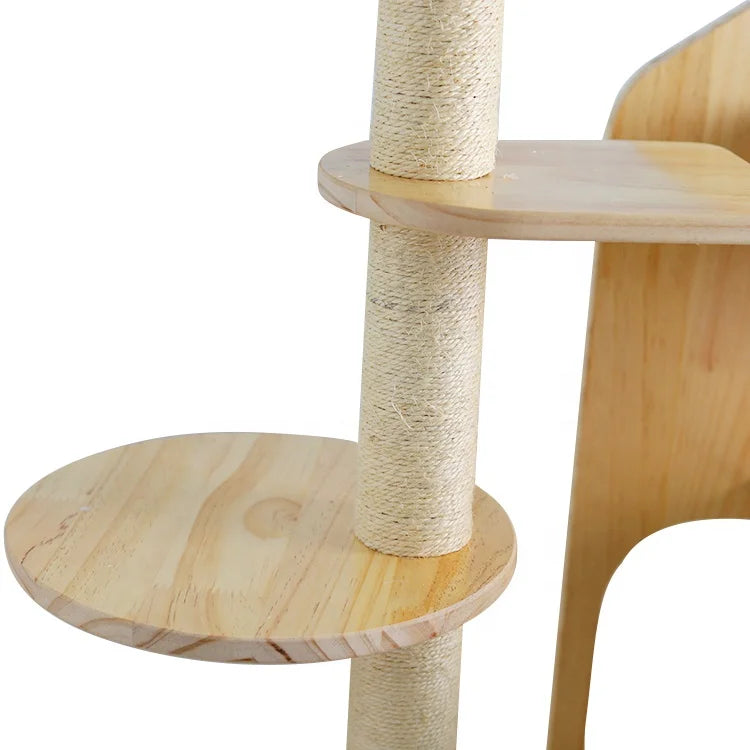 Solid Wood Cat Tree Condo Multiple Tiers Cat House