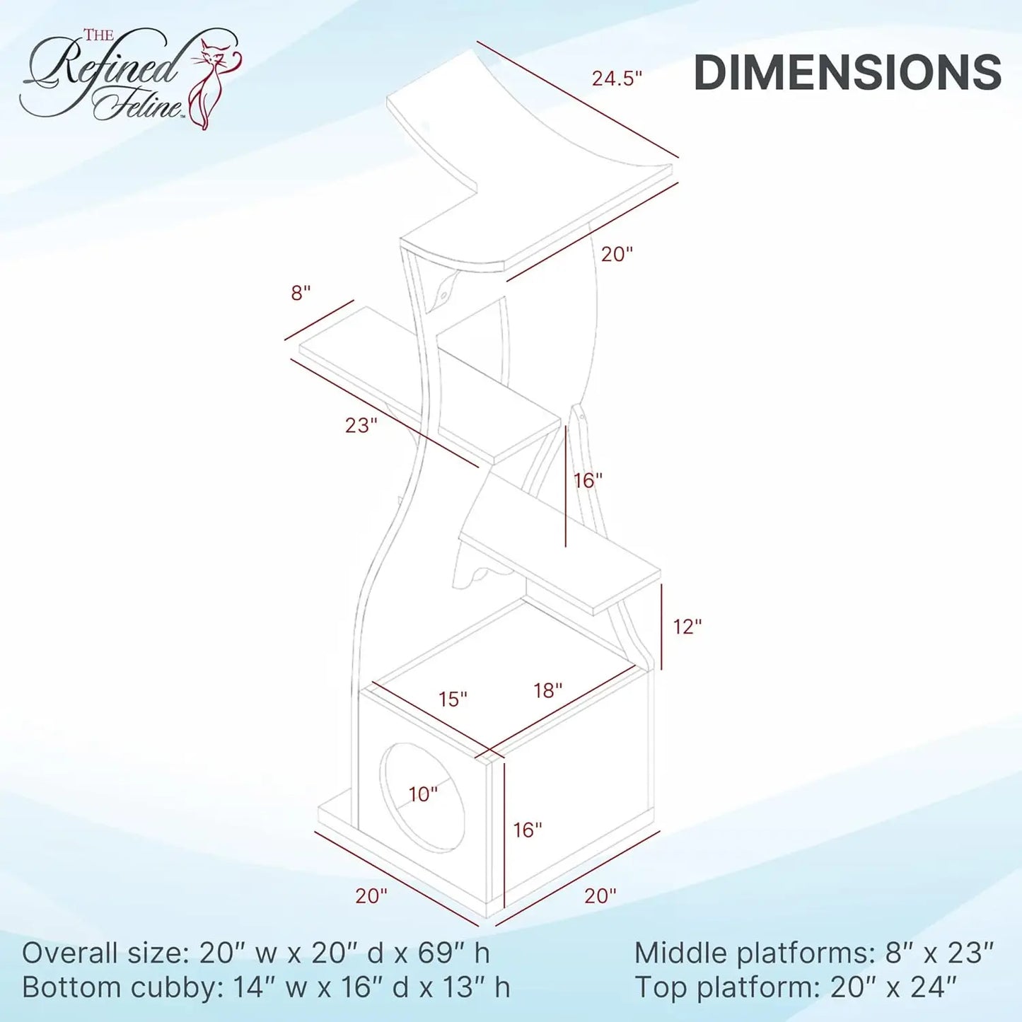 69 Inch Tall Black Espresso Lotus Cat Tower Multi Level Modern Cat Tree for Indoor Cats with Scratching Post Climbing Cat Condo