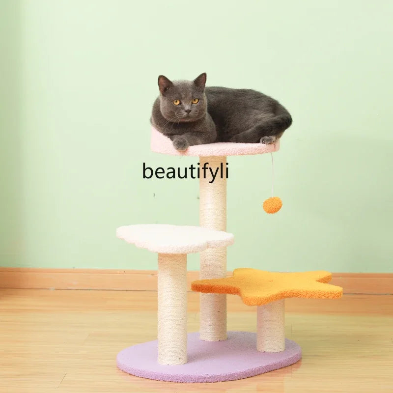 Cat Climbing Frame Nest Tree Integrated Sisal Scratching Board Shelf Solid Wood Scratching Post Cat Supplies