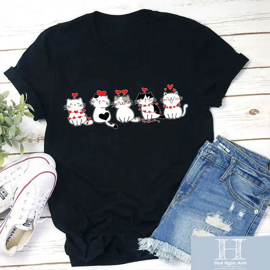 Cats Happy Valentine'S Day Teacher T Shirt Funny Valentine Back To School