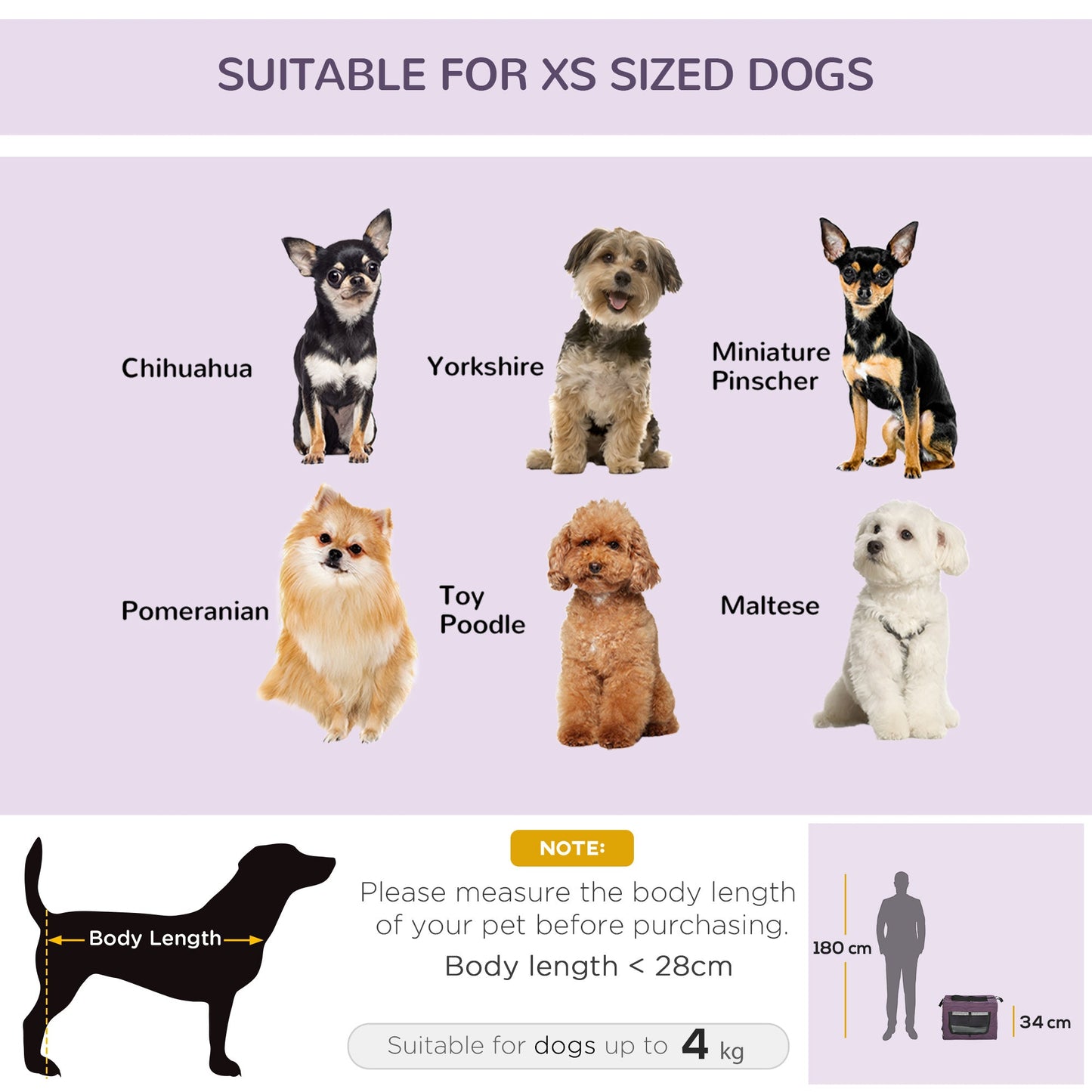 49cm Pet Carrier Portable Cat Carrier Foldable Dog Bag Pet Travel Bag w/ Cushion for Miniature Dogs, Purple-4