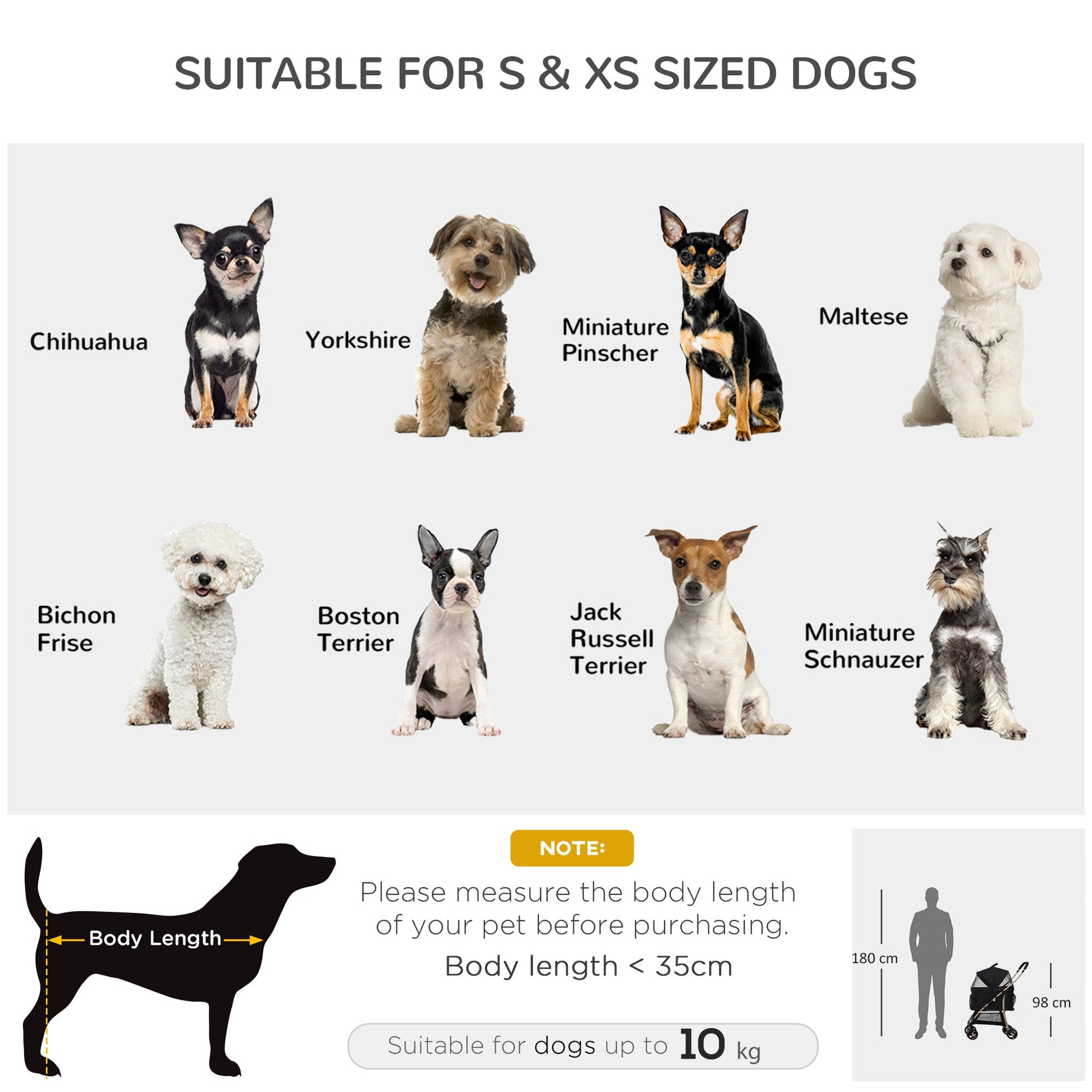 Detachable Pet Stroller, 3-In-1 Dog Cat Travel Carriage, Foldable Carrying Bag with Universal Wheel Brake Canopy Basket Storage Bag, Black-3