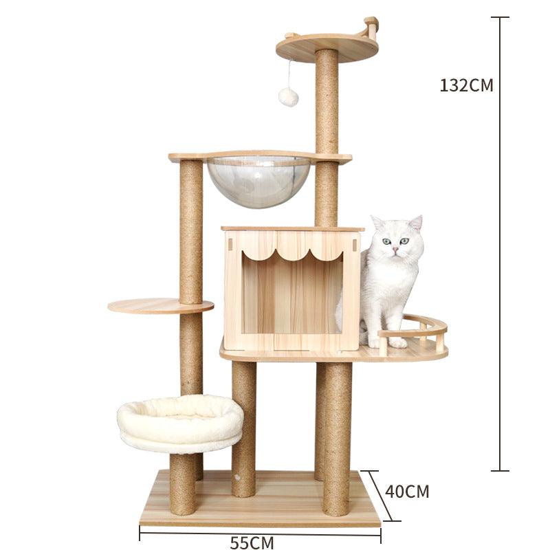 Space Capsule Cat Crawl Nest With Scratching Board - Wooden Pet Toy And Supplies-7