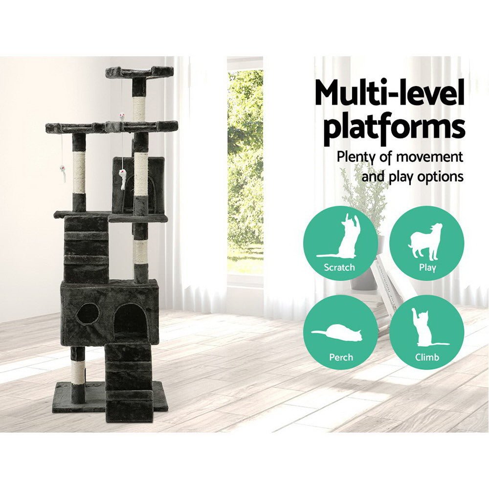 Cat Tree 180cm Trees Scratching Post Scratcher Tower Condo House-2