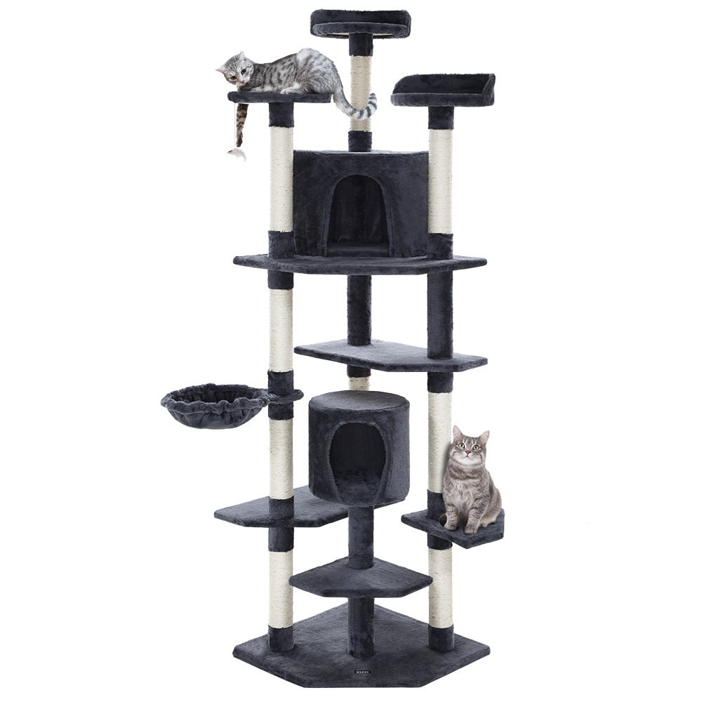 Cat Tree 203cm Trees Scratching Post Scratcher Tower Condo House Furniture Wood-0