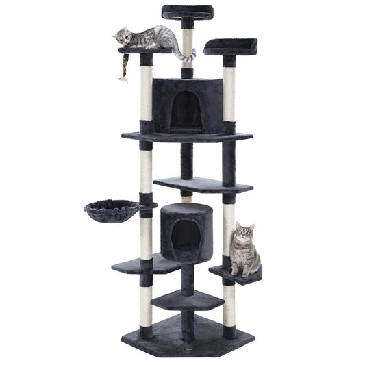 Cat Tree 203cm Trees Scratching Post Scratcher Tower Condo House Furniture Wood-0