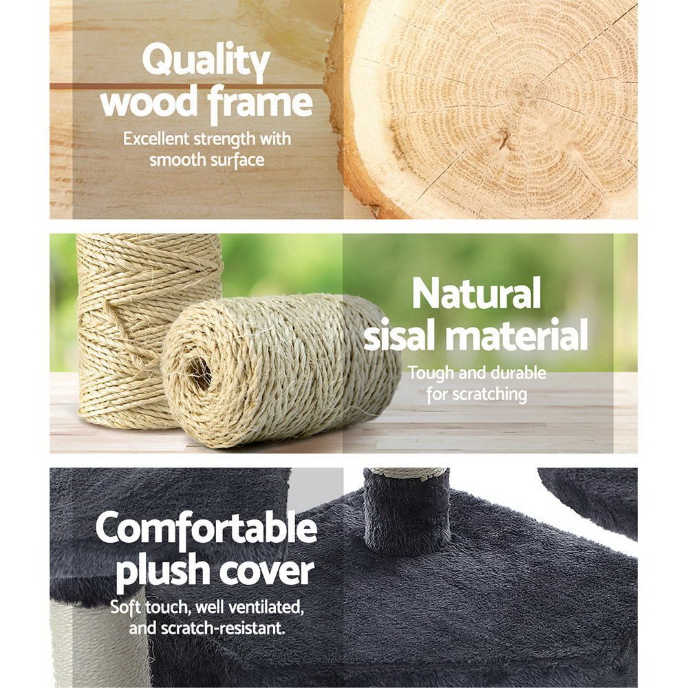 Cat Tree 203cm Trees Scratching Post Scratcher Tower Condo House Furniture Wood-3
