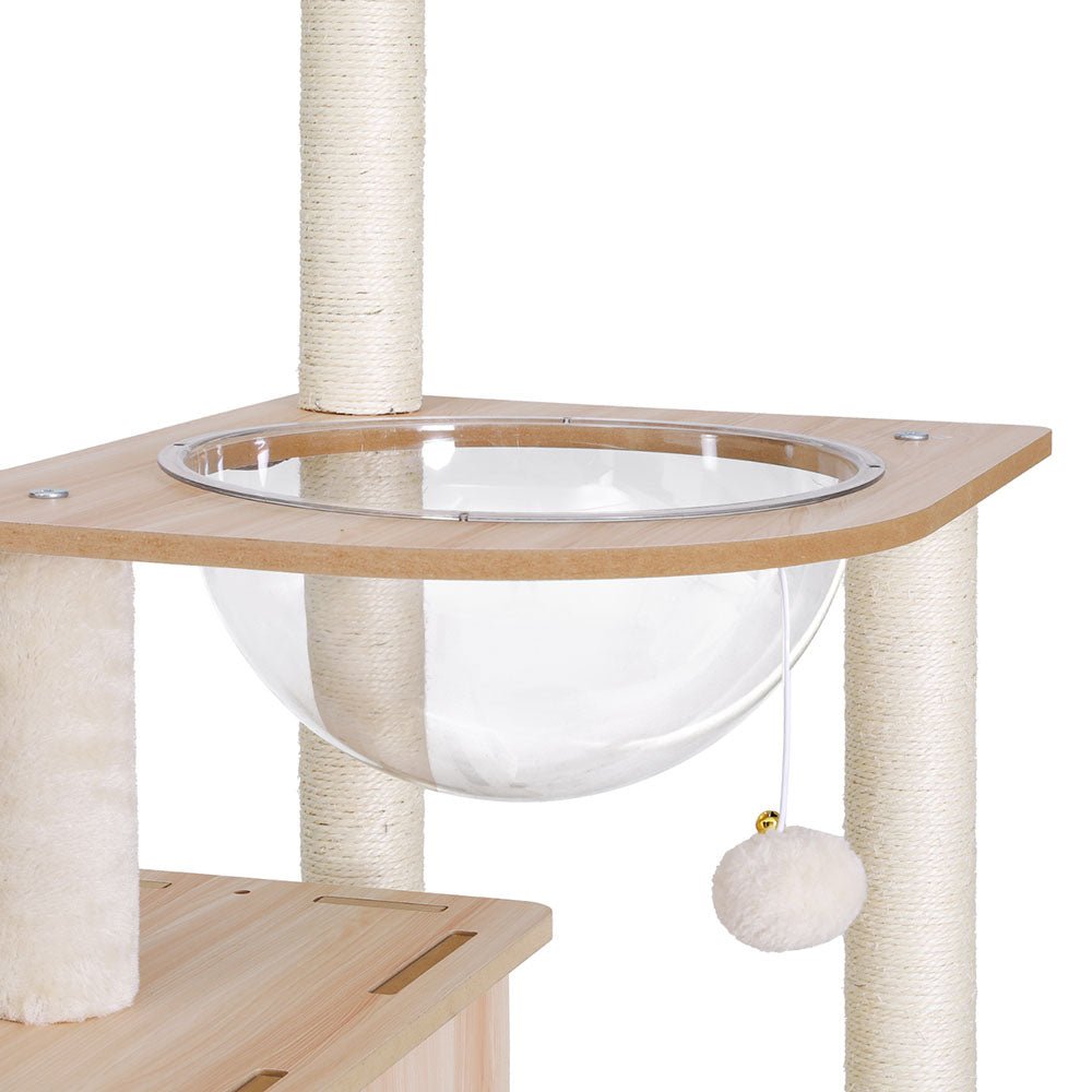Cat Tree Tower Scratching Post Scratcher 142cm Wood Bed Condo House-3