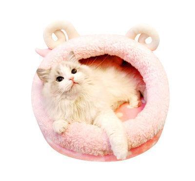 Cozy Retreat Cat Bed: Soft And Warm Indoor Pet House-1