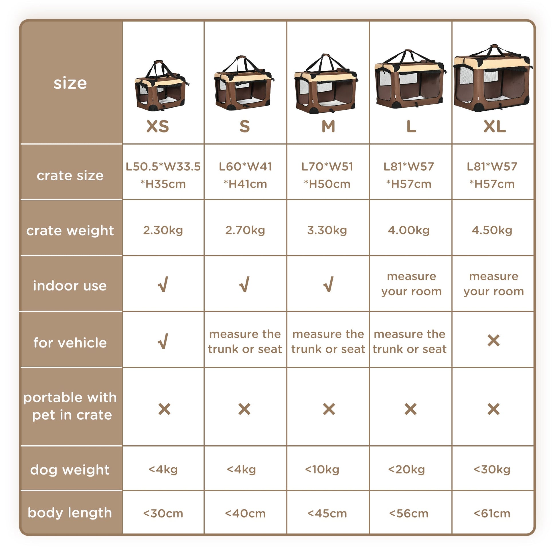 60cm Pet Carrier, Foldable Dog Bag, Portable Cat Carrier, Pet Travel Bag with Cushion for Miniature Dogs, Brown-3